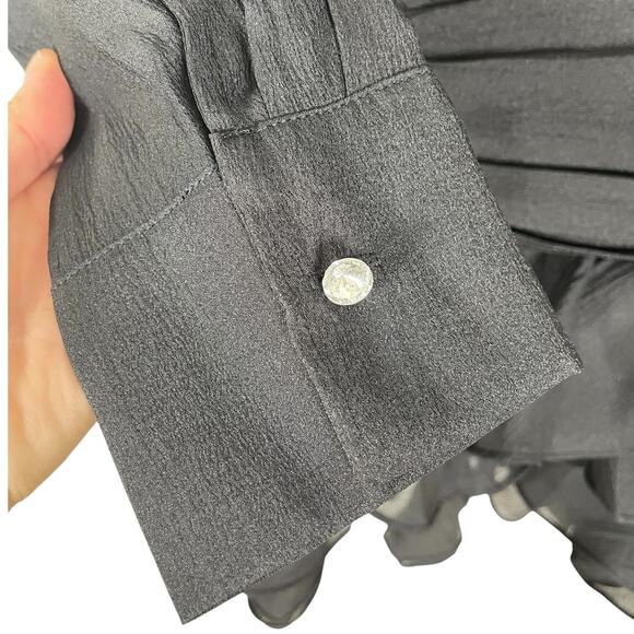 ZCRAVE Emma Dropped Waist Ruffled Organza Shirtdress Black Night Out Size Small - Picture 9 of 16